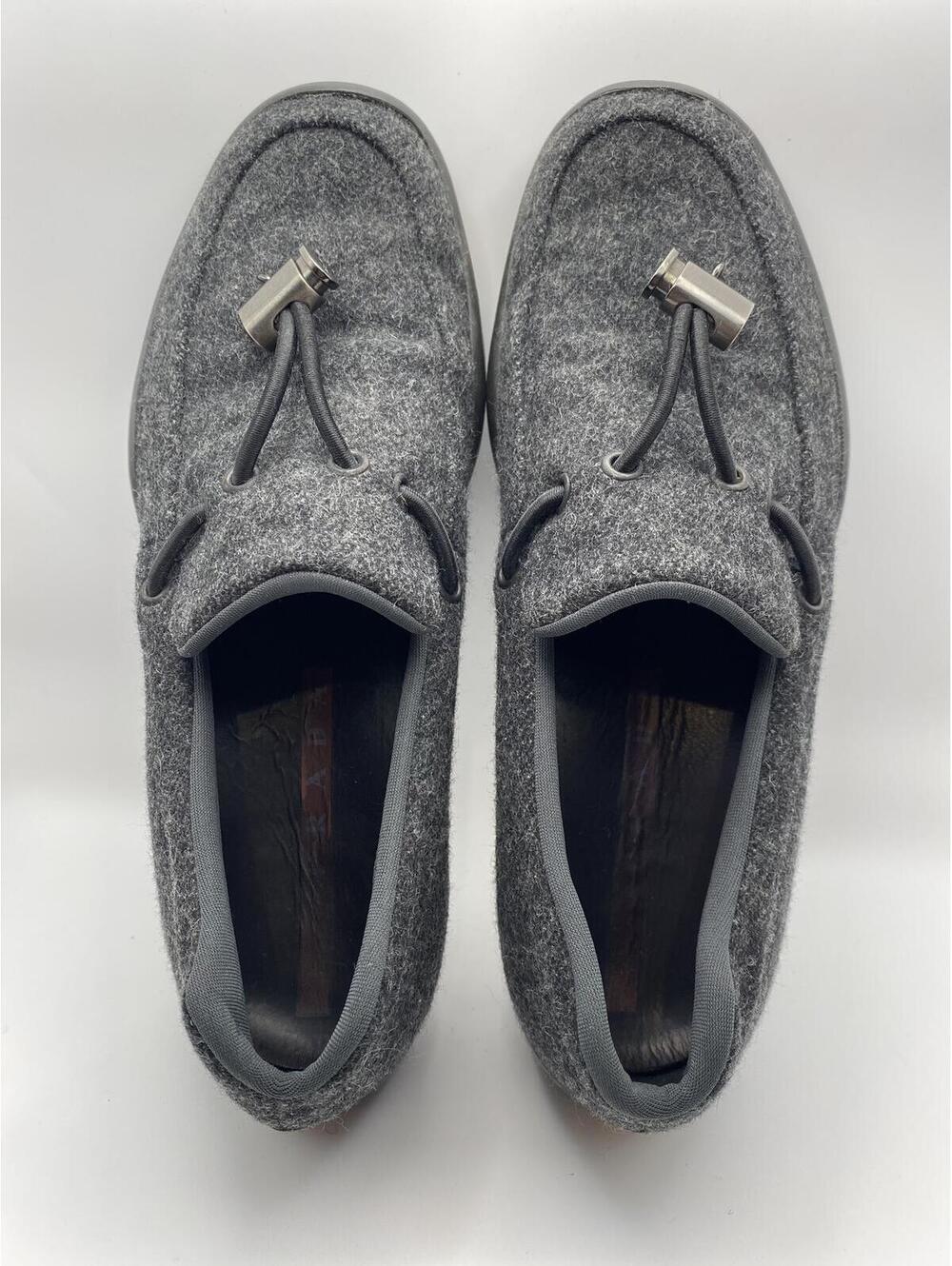 Prada Gray Wool Slip-On Shoes with Vibram Sole - Picture 4 of 8